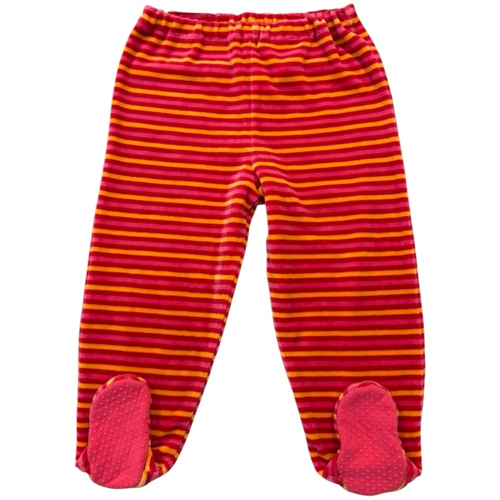 Vintage Petit Lem 24M Giraffe Velour Outfit – Orange Pink Set Footed Pants - Picture 5 of 10